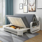 Washable Linen Square Arm Sofa Bed Standard Foldable Sofa for Living Room