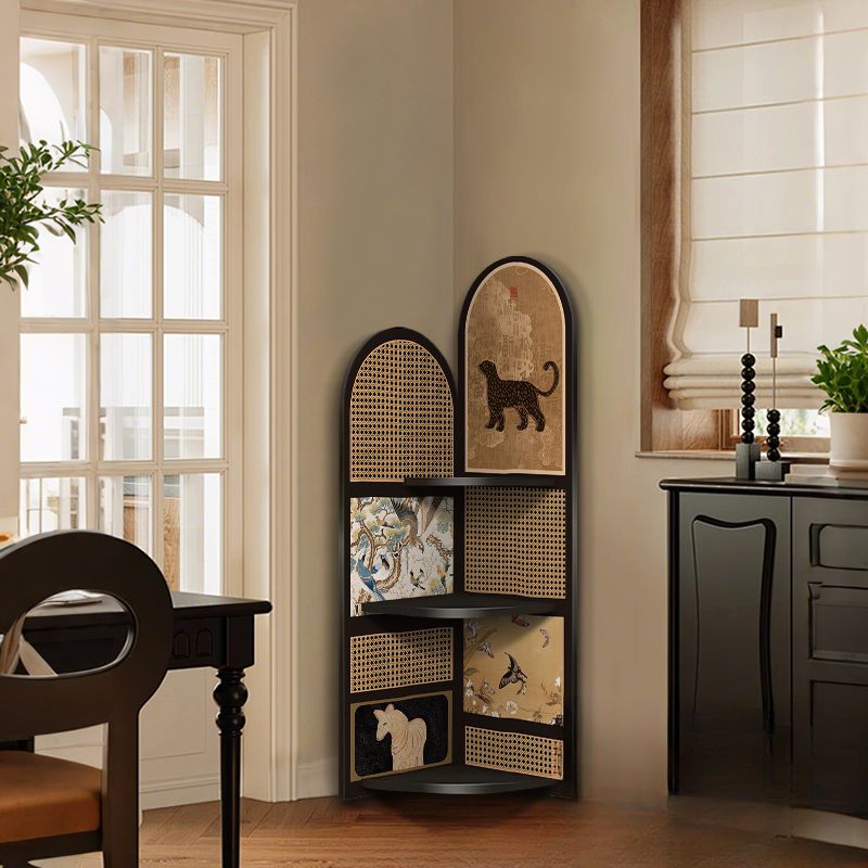Modern Simple Style Nook Decorative Cabinet with 3/4 Exterior Shelves, Laminate Countertop in Midnight Black