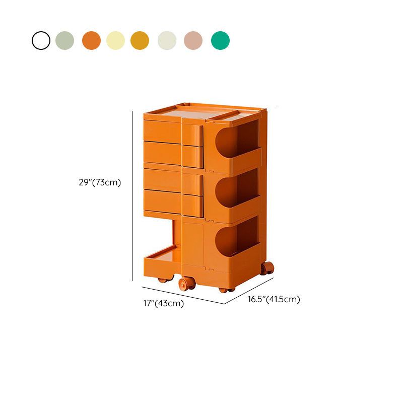 Modern All Ages Use Plastic Utility Cart with Wheels and Shelves