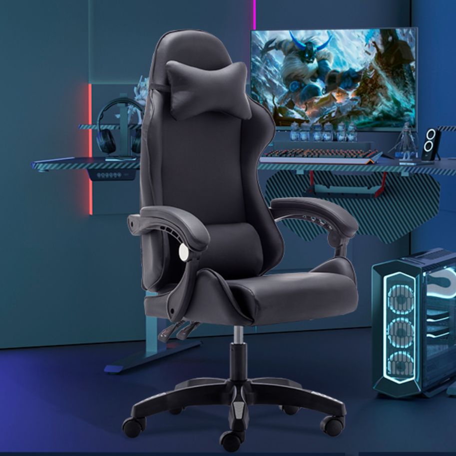 Simple Multi-levelled Single Color Wingbacked Chair with Glossy Black Nylon Frame, Adjustable Backrest, and Glide Movement
