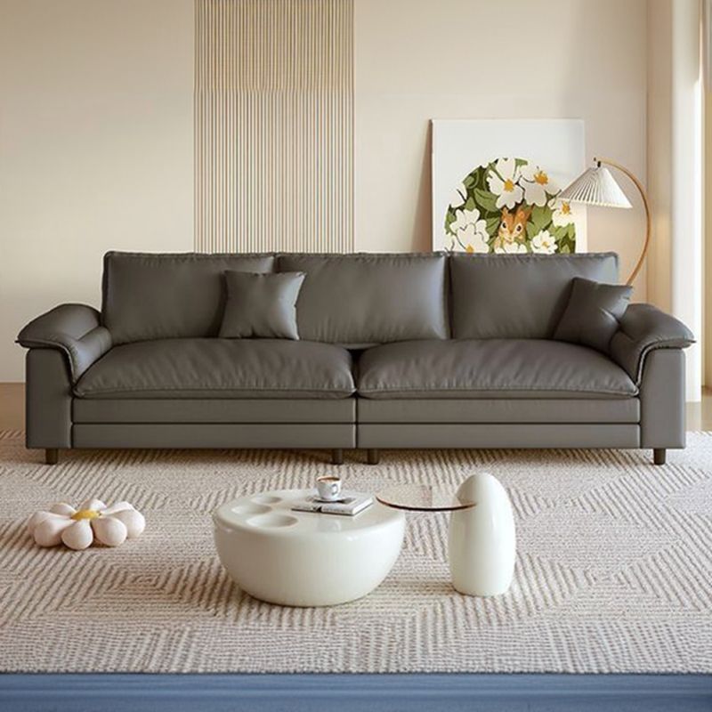 Contemporary Modern Solid Color Scratch-immune Standard Sofa in Pale Grey/Olive Green/Amber Color with Arm for 5/4-seater/for 3 and 2 Pillows