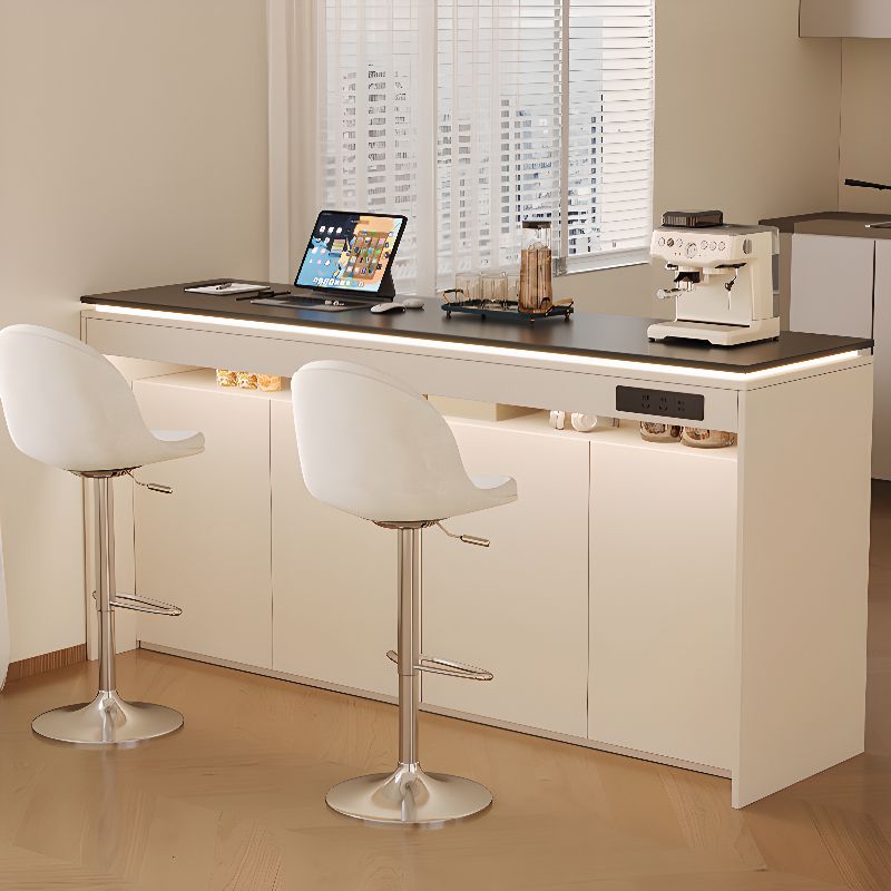 Pub Table with Slate Top and Unmovable Pedestal Base in Smoke Color