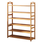 Art Deco Bambusa Rectangle Shoe Rack with Nature Finish, Featuring 4/3/5 Shelves for 21-30/11-20/1-10 Pairs in Drawing Room