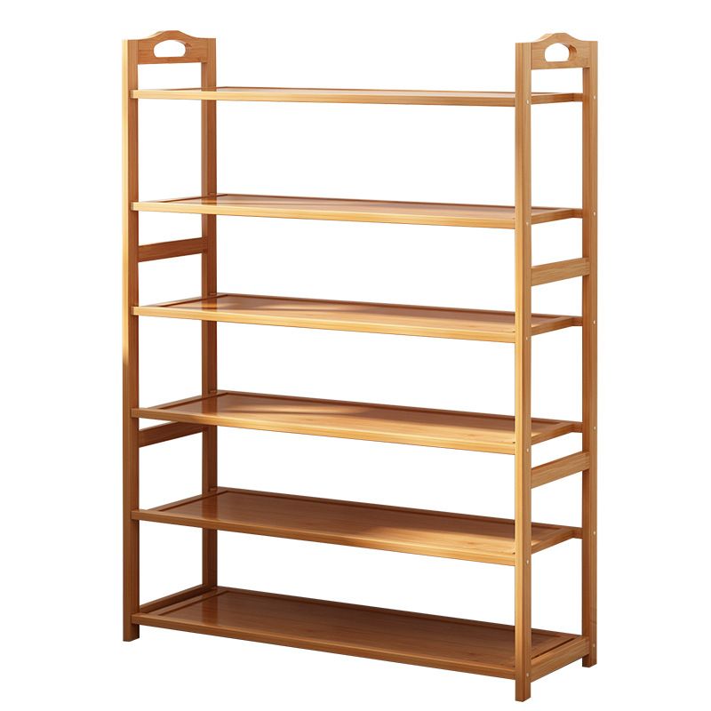 Art Deco Bambusa Rectangle Shoe Rack with Nature Finish, Featuring 4/3/5 Shelves for 21-30/11-20/1-10 Pairs in Drawing Room