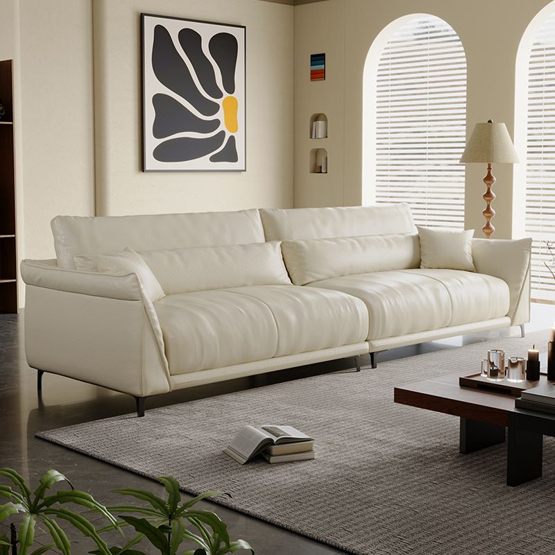Drawing Room Standard Sofa in Pu Leather/Flannel with Blush/Mocha/Amber Color and Armrest
