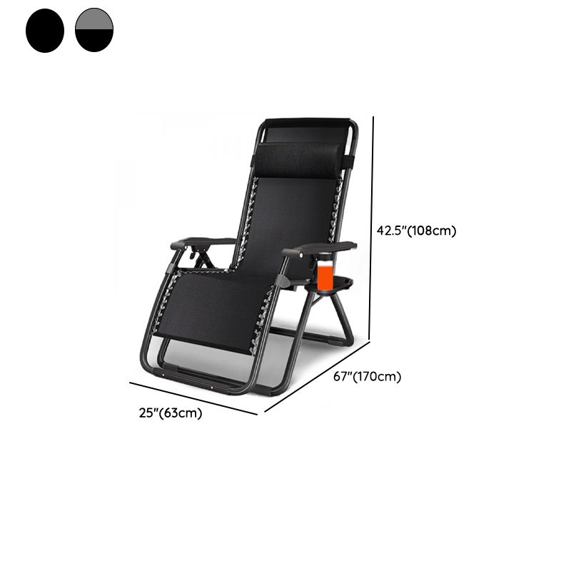 Solid Color Arm Recliner in Midnight Black with Alloy Frame, Standard Base, Locking Back Angle, Cupholder, and Removable Back