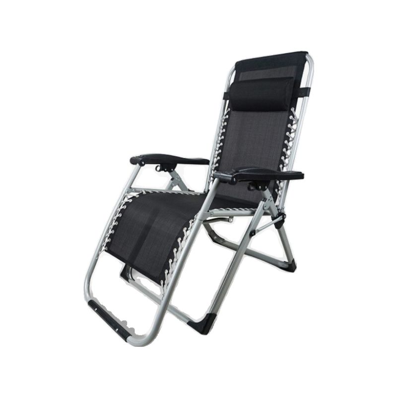 Solid Color Arm Recliner in Midnight Black with Alloy Frame, Standard Base, Locking Back Angle, Cupholder, and Removable Back