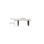 Art Deco Marble Dining Table with Fixed Table in White, Thermal Resistant for Seats 4/6-person Seat, Marble Slab Top and Mixed-material Design