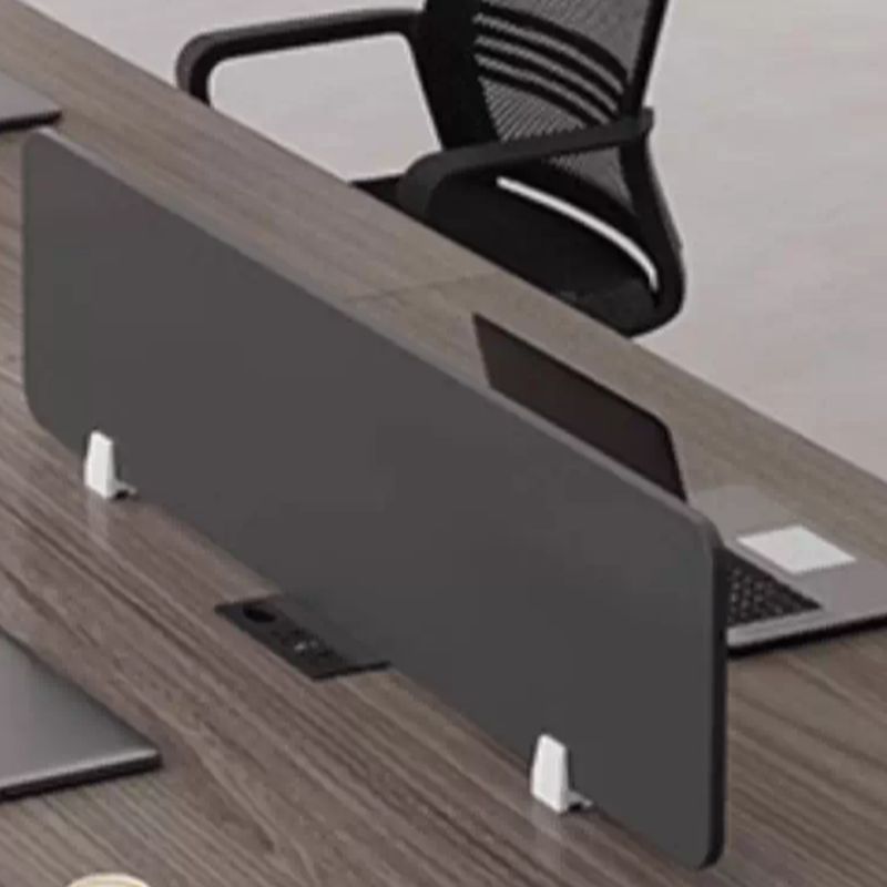 Modern Rectangular Gray Manufactured Wood Writing Table with Cable Management