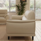 Trendy Solid Color Water Resistant Standard Sofa/Loveseat in White with Pillow Top Arm, Seats 3/2 People/4-seater