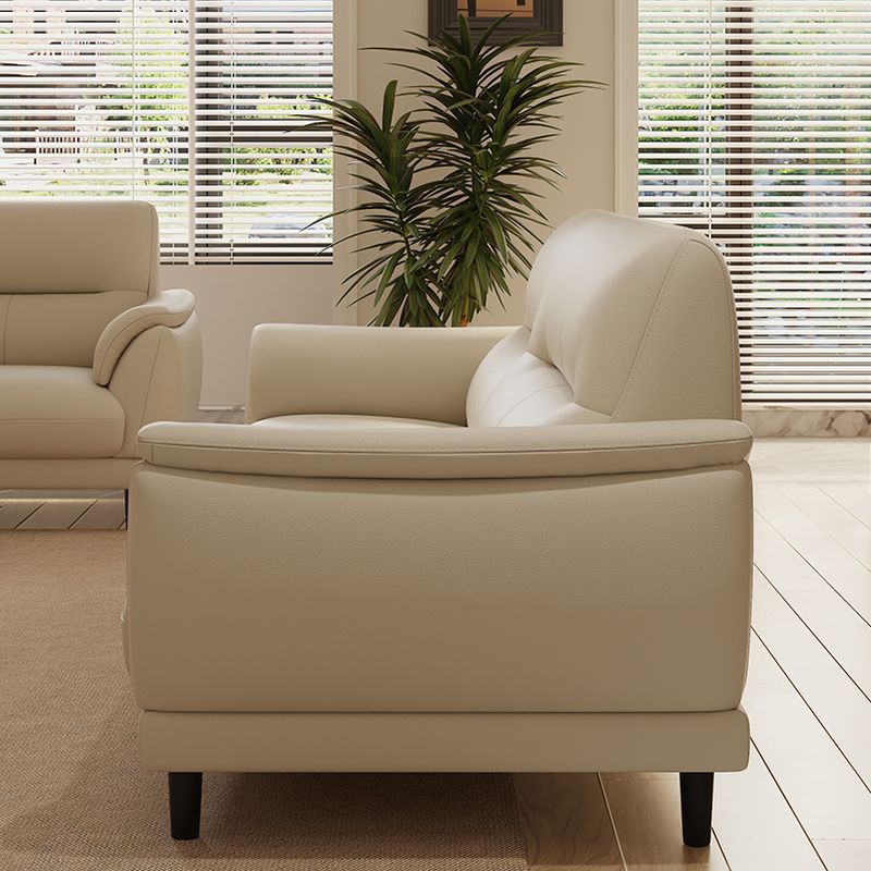Trendy Solid Color Water Resistant Standard Sofa/Loveseat in White with Pillow Top Arm, Seats 3/2 People/4-seater