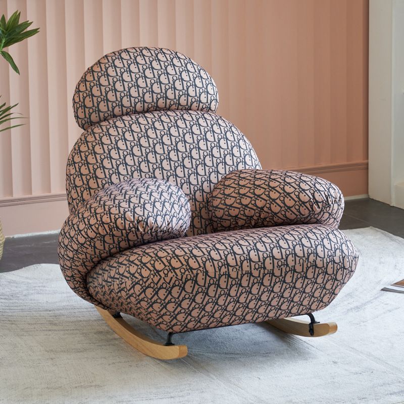 Rocking Chair Couch with Round Arm, Ottoman, Rear Back, Stationary