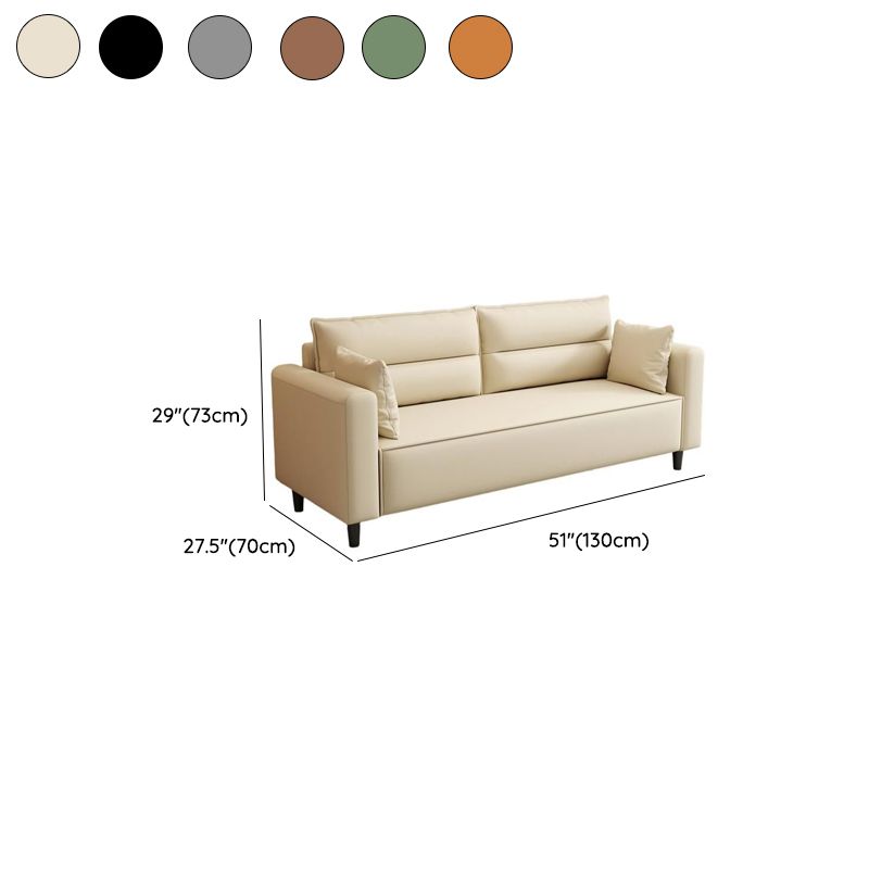 Contemporary Modern Solid Color Stain Resistant Sofa/Loveseat in Pu Leather, Olive Green/Mocha/Amber Color, Seats 3/2-seater with 2 Pillows