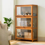 Bambusa Flooring Curio Cabinet with Stockroom, 4 Cabinets/3 Cabinets/2 Cabinets, 4 Shelves/3 Shelves/2 Shelves, 4 Doors/3 Doors/2 Doors