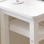 Casual Writing Desk with Storage and Crack Resistant H-Shape Base, Featuring Exterior Shelf in Chalk Engineered Wood