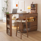 Simplistic Pub Table with Natural Wood Top and Unmovable Pedestal Base in White/Natural Finish, Featuring Gateleg Design with Container Storage, Rectangle Shape