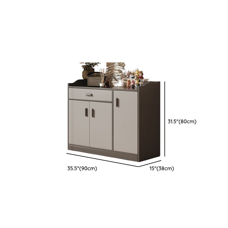 Modern Simple Style Narrow Sideboard with 3 Drawers, Hutch, 2 Shelves, Engineered Wood Countertop, and 3 Doors