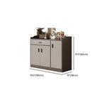 Modern Simple Style Narrow Sideboard with 3 Drawers, Hutch, 2 Shelves, Engineered Wood Countertop, and 3 Doors
