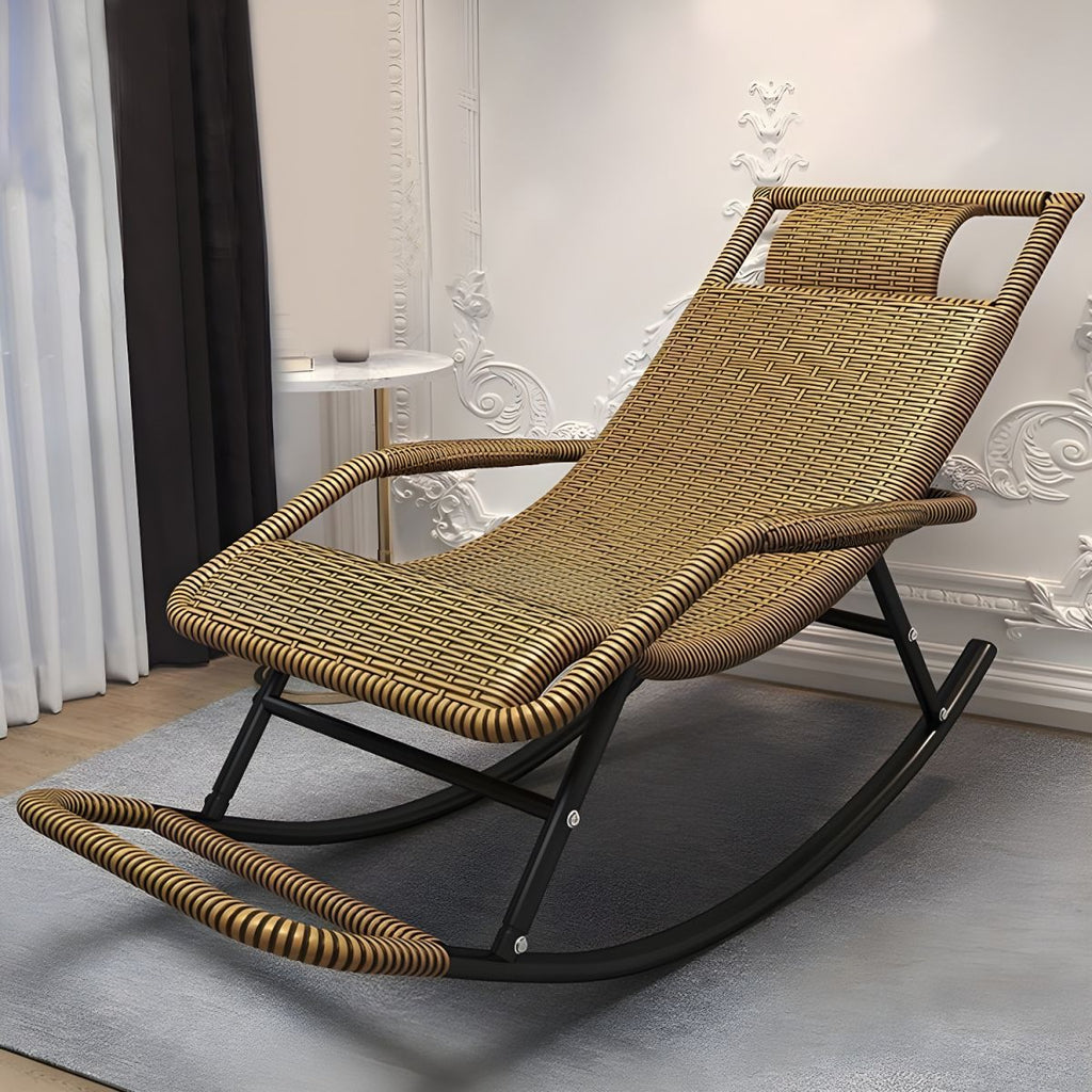 Modern Rattan Rocker Chair Reclining Rocking Chair for Home Decor