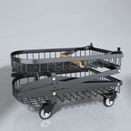 Compact Adult Tool Cart with Handle, Storage Shelves & Casters, Black/Gold