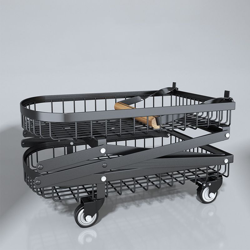 Compact Adult Tool Cart with Handle, Storage Shelves & Casters, Black/Gold