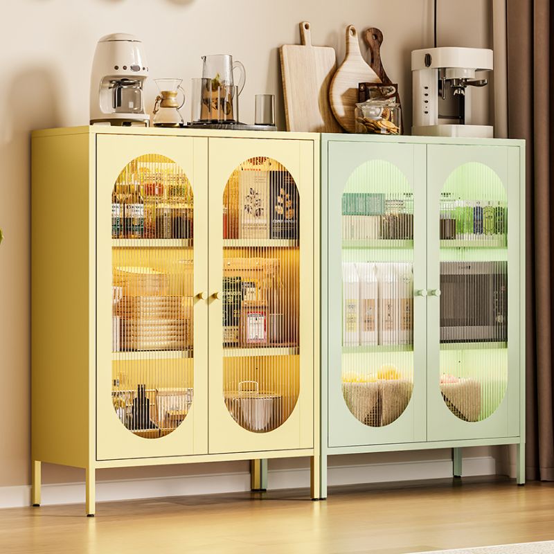 Casual Kitchen Storage with Hutch, Narrow Storage Shelf, Alloy Countertop, Adaptable Shelf, and 3/2 Doors