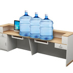 Reception Desk Rectangle with Cabinet Hutch Keyboard Tray Filing Cabinet and 2 Drawer Pedestals in Natural Finish