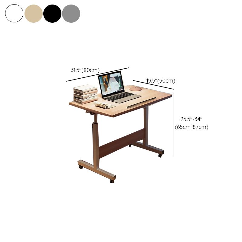 Casual Engineered Wood 1 Tier Adjustable Height Laptop Cart with Casters, Stand Vertical Installation