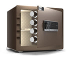 Steel Security Safe with Battery, Pry Resistant, Lockable, Keys, Interior Lining, and Shelves