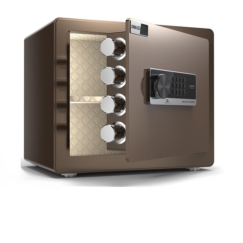 Steel Security Safe with Battery, Pry Resistant, Lockable, Keys, Interior Lining, and Shelves