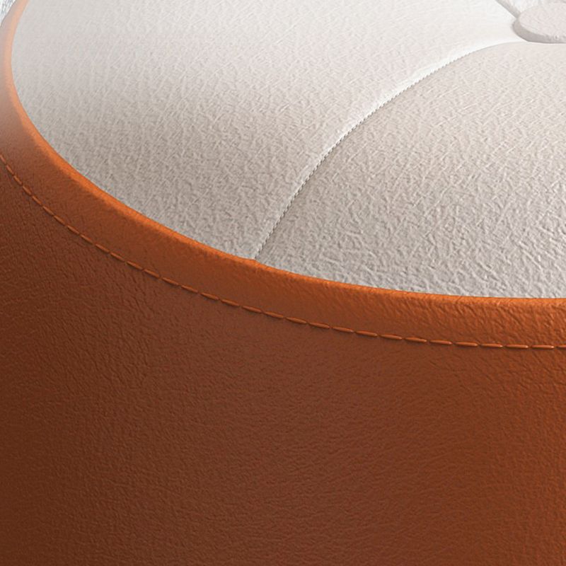 Modish Solid Color Accent Stool in Repose Gray/Green/Beige with Drum Base, Button-tufted Upholstered Seat