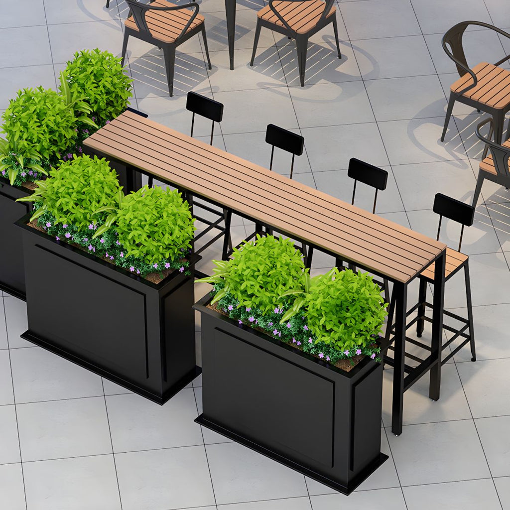 Modern Outdoor Table and Stool Set 1/5 Pieces Wood and Metal Rectangle Bistro Set
