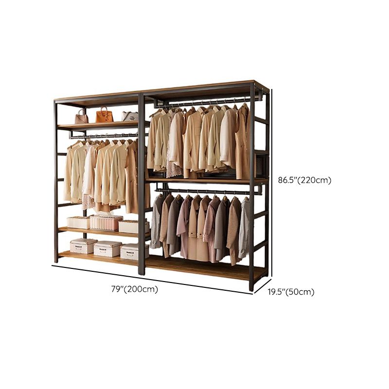 Midnight Black Simplistic Steel Hall Rack with Repository, 2 Drawers/3 Drawers, 4 Shelves/3 Shelves/7 Shelves, and Manufactured Wood Bench
