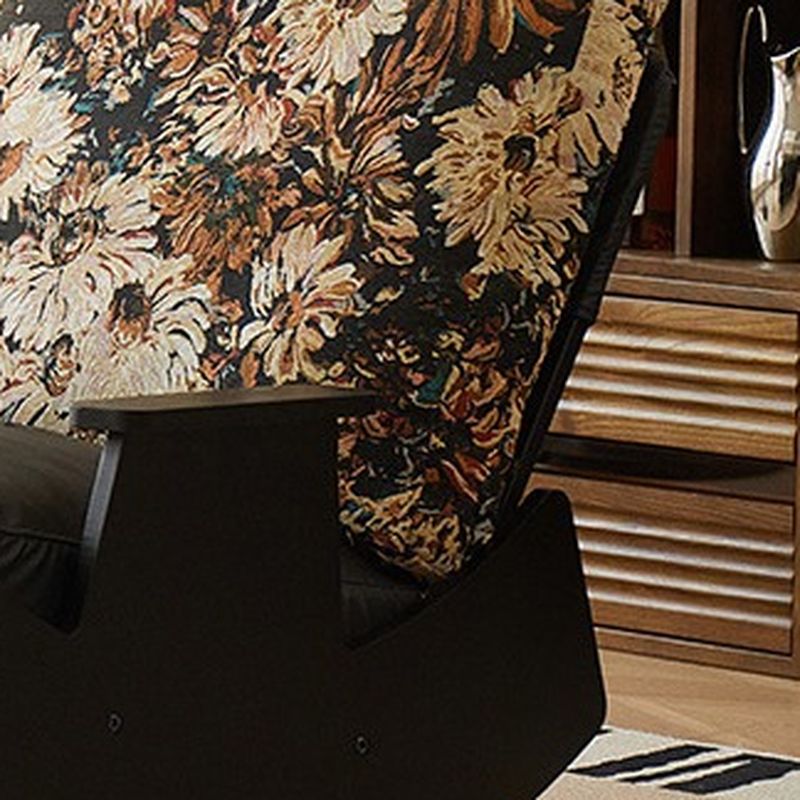 Modish Upholstered Rocking Couch Chair with Scratch-tolerant Padded Recessed Arm