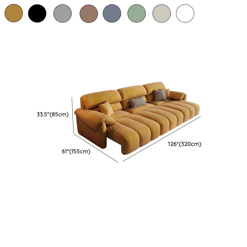 Modish Solid Color Scratch-durable Standard Sofa in Midnight Black/Navy Blue/Sage, Seats 3 with 4 Pillows