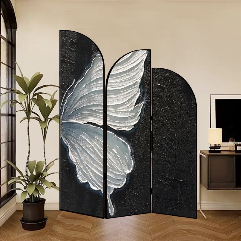 Indoor Opaque Folding Temporary Wall Panels with Natural Wood Frame, 3 Panels, Double Sided Print, Self-supporting