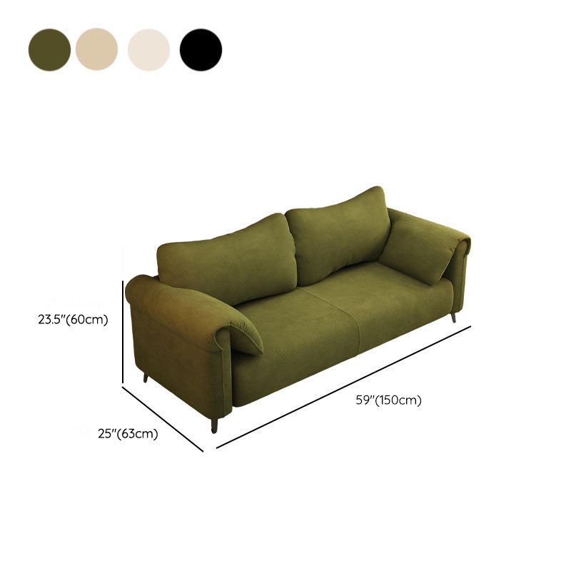 Trendy Solid Color Stain Resistant Loveseat in Black/Beige with Arm for 2 People and 2 Pillows