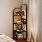 Modern Simple Style Nook Detached Decorative Cabinet with 3/4 Exterior Shelves, Composite Wood, Matte Black Top, and Stain Resistant