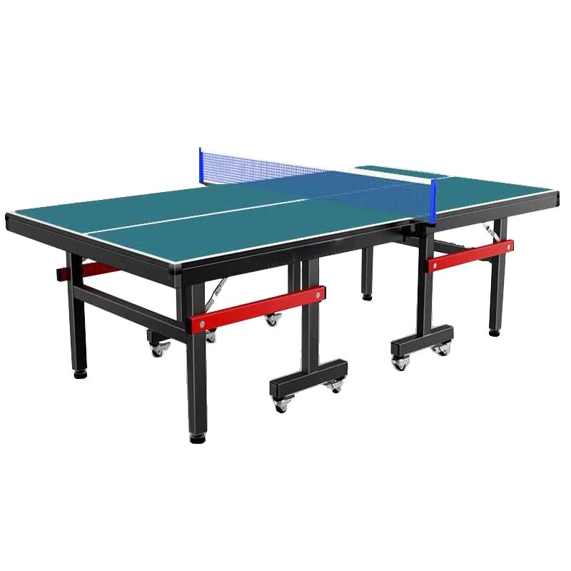 Indoor Ping Pong Table with Synthetic Laminate Top in Ink/Cerulean/Olive Green and Included Table Tennis Paddle