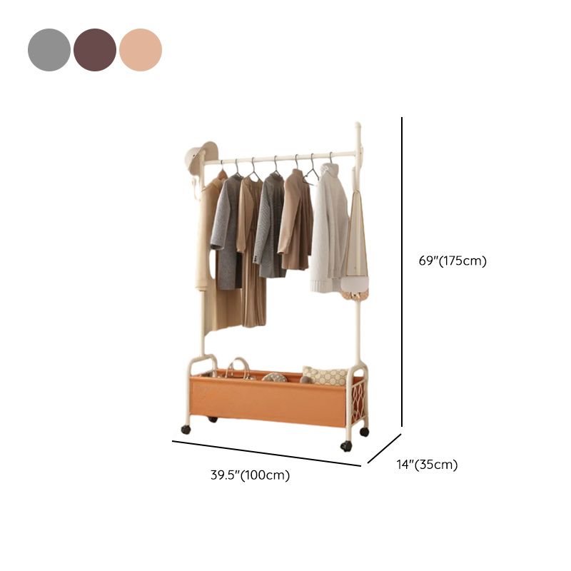 Modern Simple Style Hall Rack with Receptacle Storage, 1 Shelf, Iron Frame, and Alloy Hook