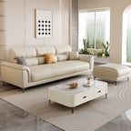 Contemporary Modern Solid Color Water Resistant Standard Sofa in White, 4-seater with 2 Pillows
