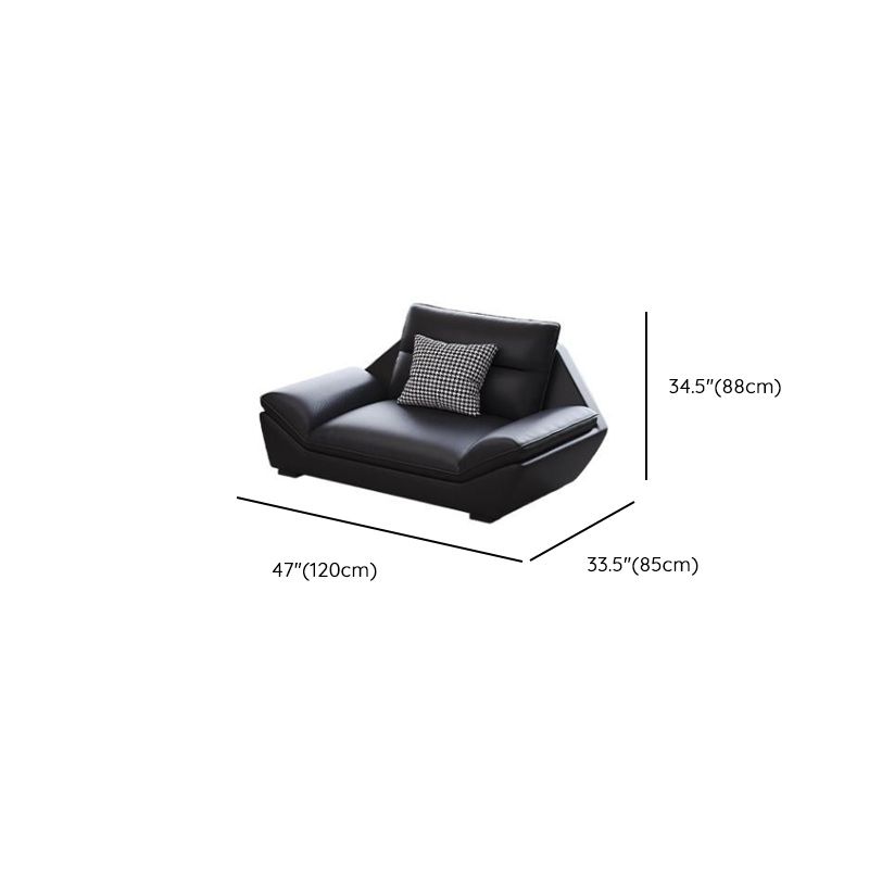 Contemporary Modern Solid Color Scratch-durable/Water Resistant Standard/Single Sofa in Midnight Black, Seats 3/5/4 with 2/1 Pillows
