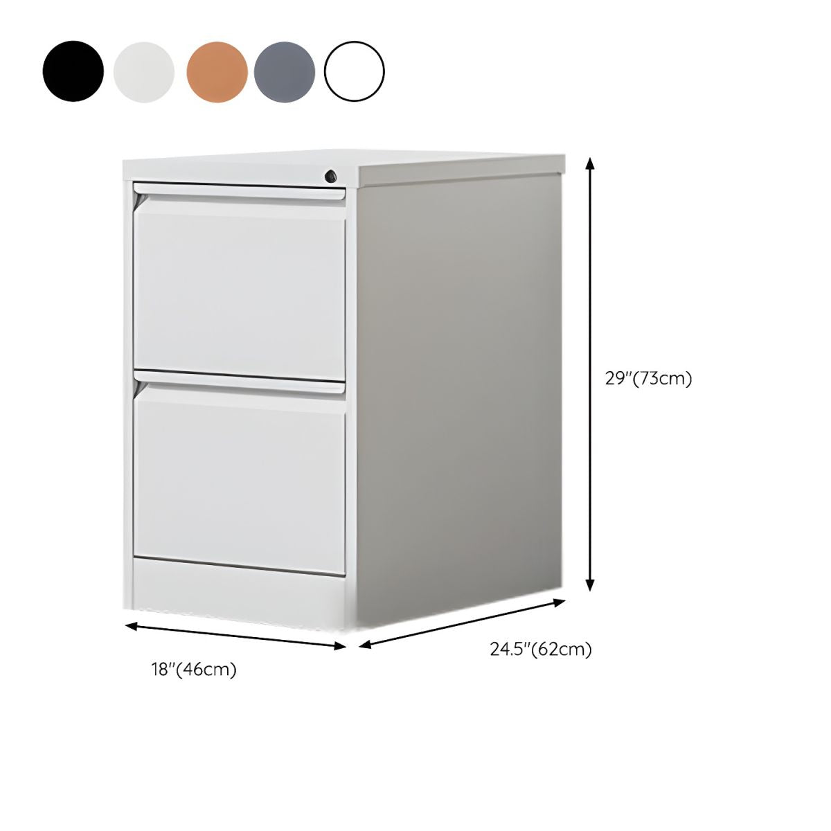Modern Steel Vertical Filing Cabinet with Lock, Drawers & Self-Close Glides