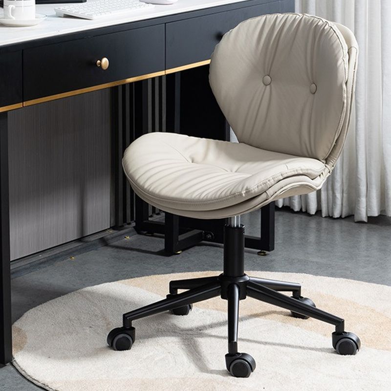 Adaptable Height Rotatable Moveable Upholstered Task Stool with Mid-Back, Metal Frame and Detachable Casters