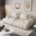 Modish Solid Color Stain Resistant Standard Sofa/Loveseat in Dark Gray/White/Light Brown, 3-seater/5 Person/4-seater with 2 Pillows
