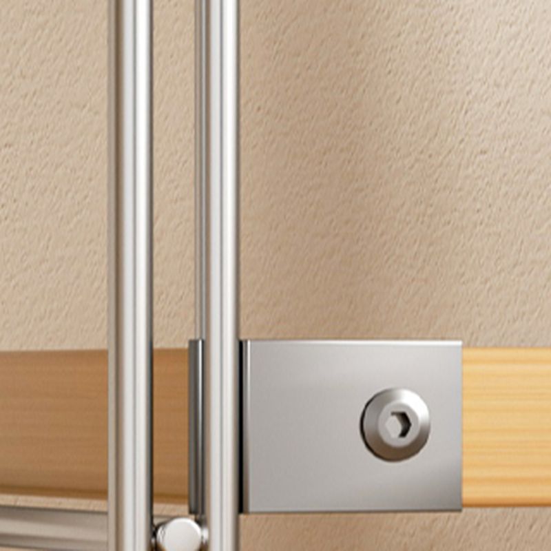 Natural Finish Simplistic DVD Storage Shelf with Steel Frame and Alterable Shelf, Standing Installation