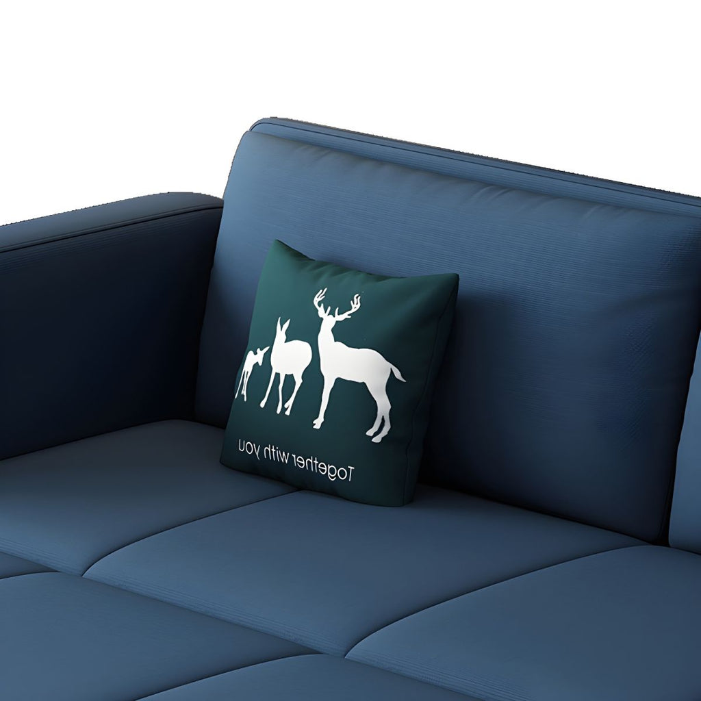 Contemporary Cotton Blend Sleeper Square Arm Sofa Bed in Blue