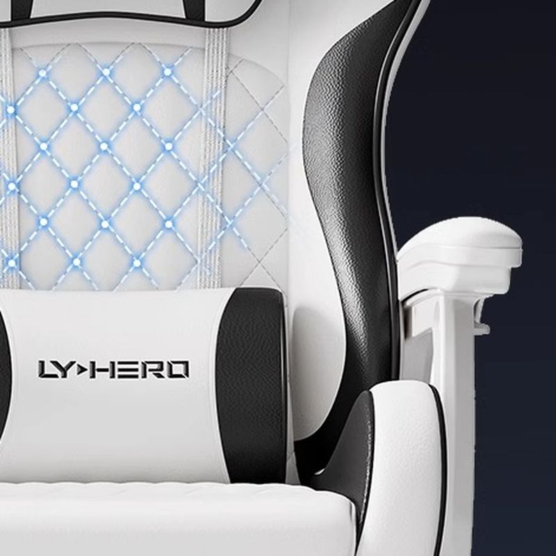 Modern Simple Style Wingbacked Chair with Flexible Height, Upholstered, Nylon Frame in Ink/White, and Adjustable Backrest with Glide Movement
