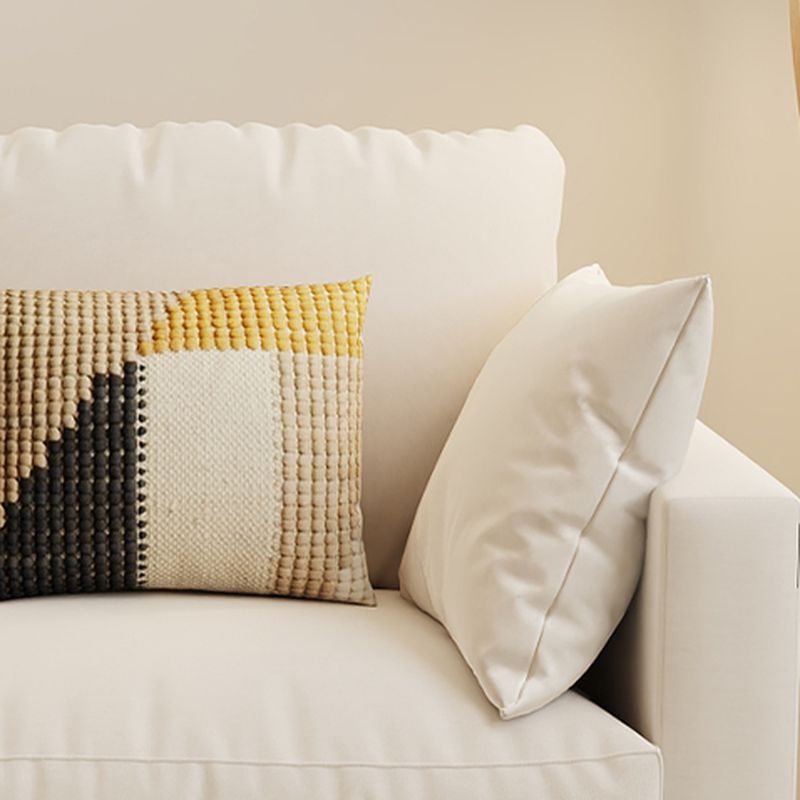 Linen Blend Loveseat in Dove Grey/Olive Green/Cream with Armrest