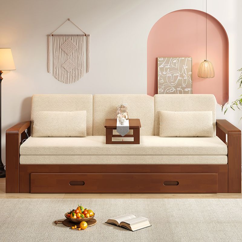 Full Size/Twin Size/King Size Futon Day Bed with Detachable Mattress, Pillow, Pillow Back, Receptacle and Square Arm for Seats 2/Seats 1/3 People